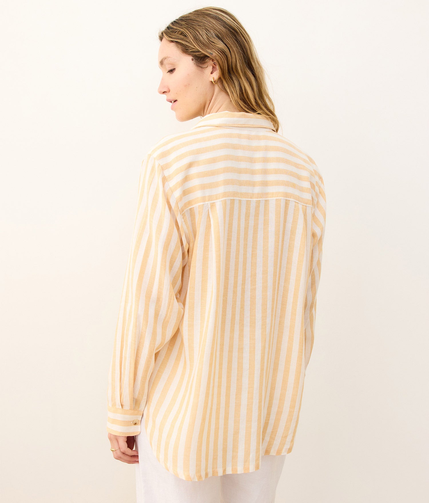 Jane Relaxed Linen Shirt - Linen - Yellow/White Stripe