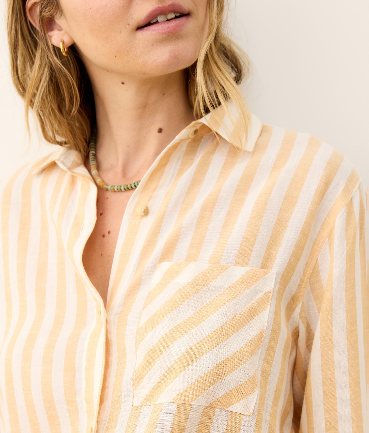 Jane Relaxed Linen Shirt - Linen - Yellow/White Stripe