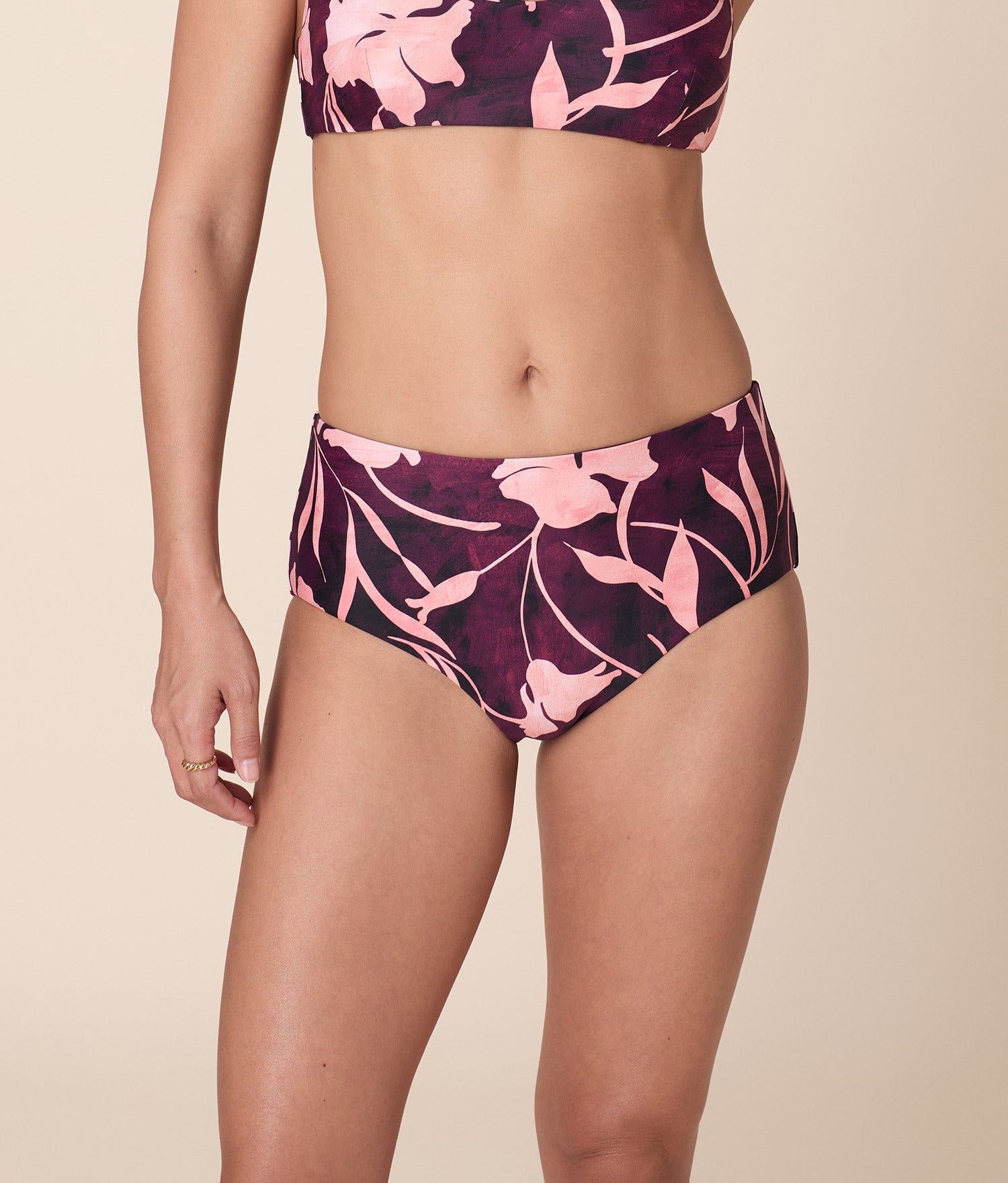 Andie X Lands’ End Tugless High Waist Bikini Bottom - Eco Nylon - Abstract Floral