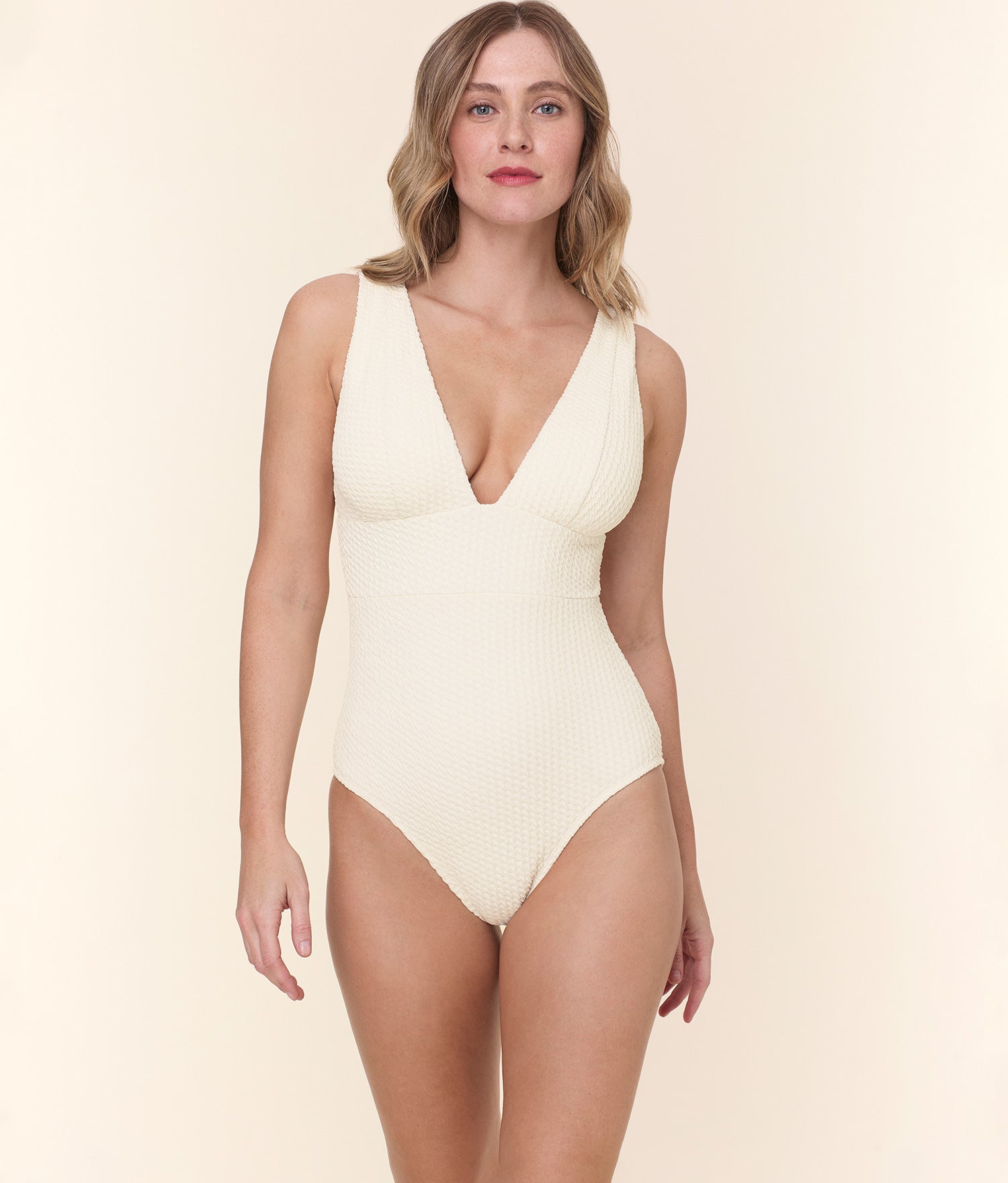 The Mykonos One Piece - Textured Weave - Gardenia - Classic