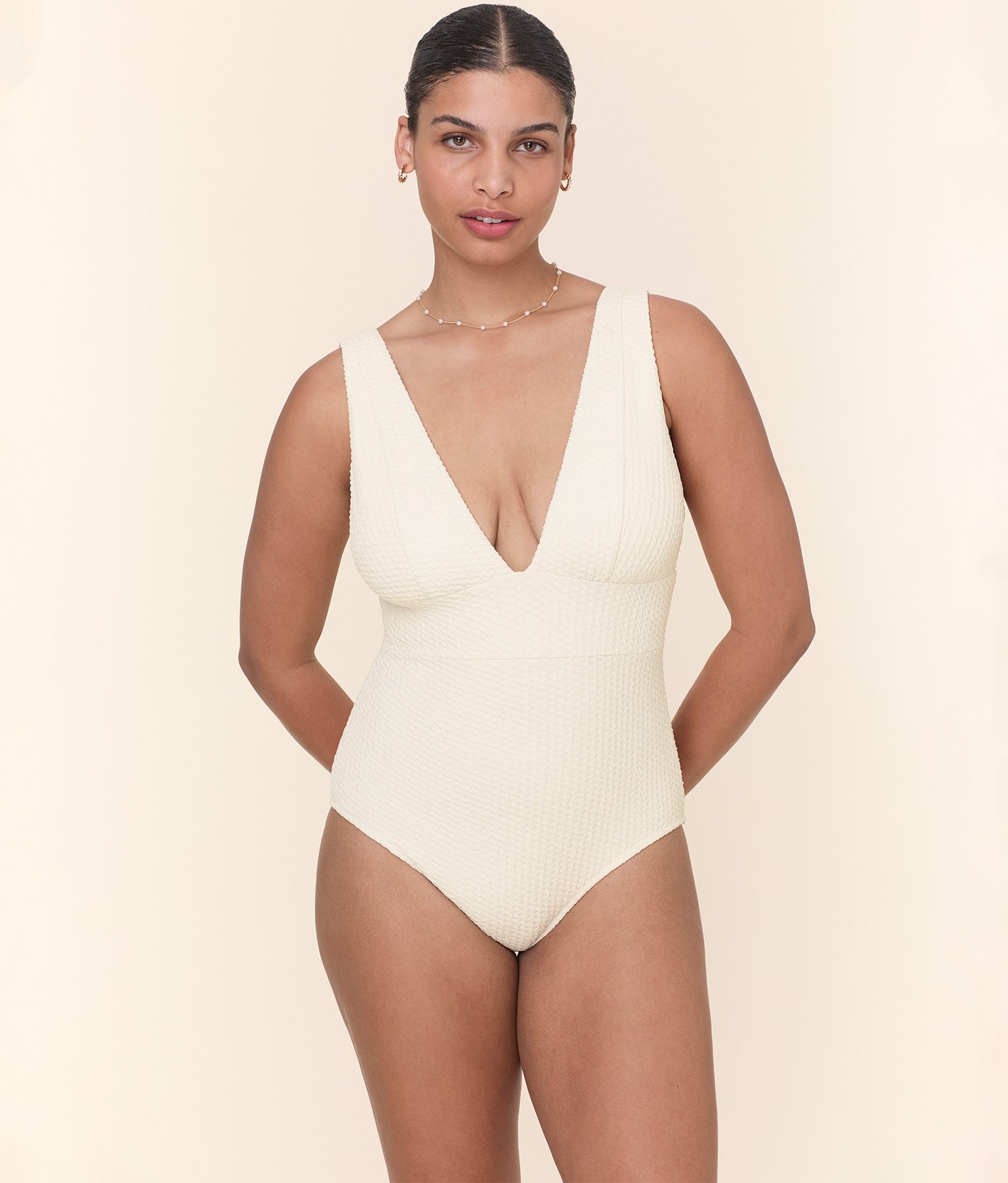 The Mykonos One Piece - Textured Weave - Gardenia - Classic