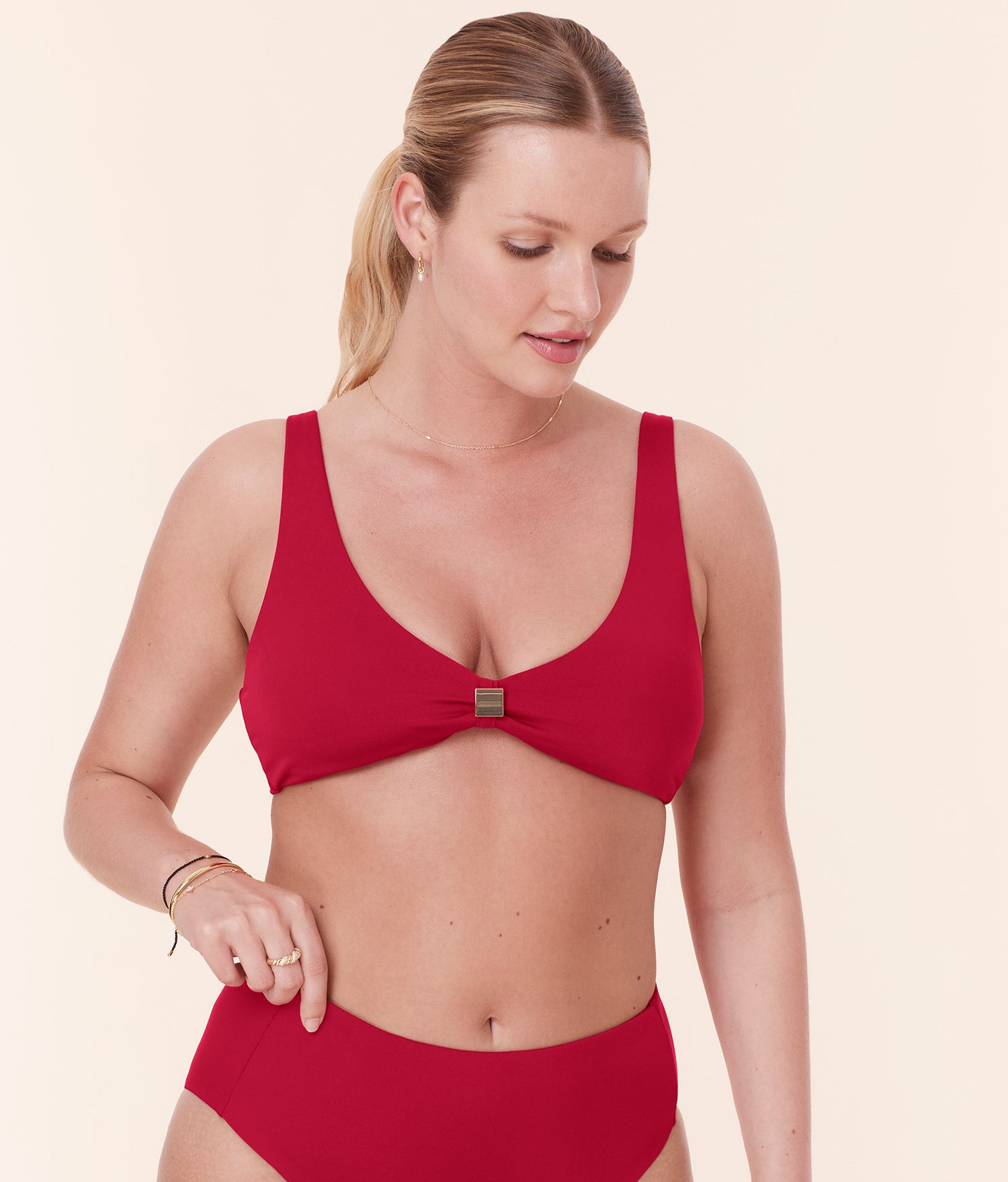 The Dalia Bikini Top - Eco Nylon - Garnet