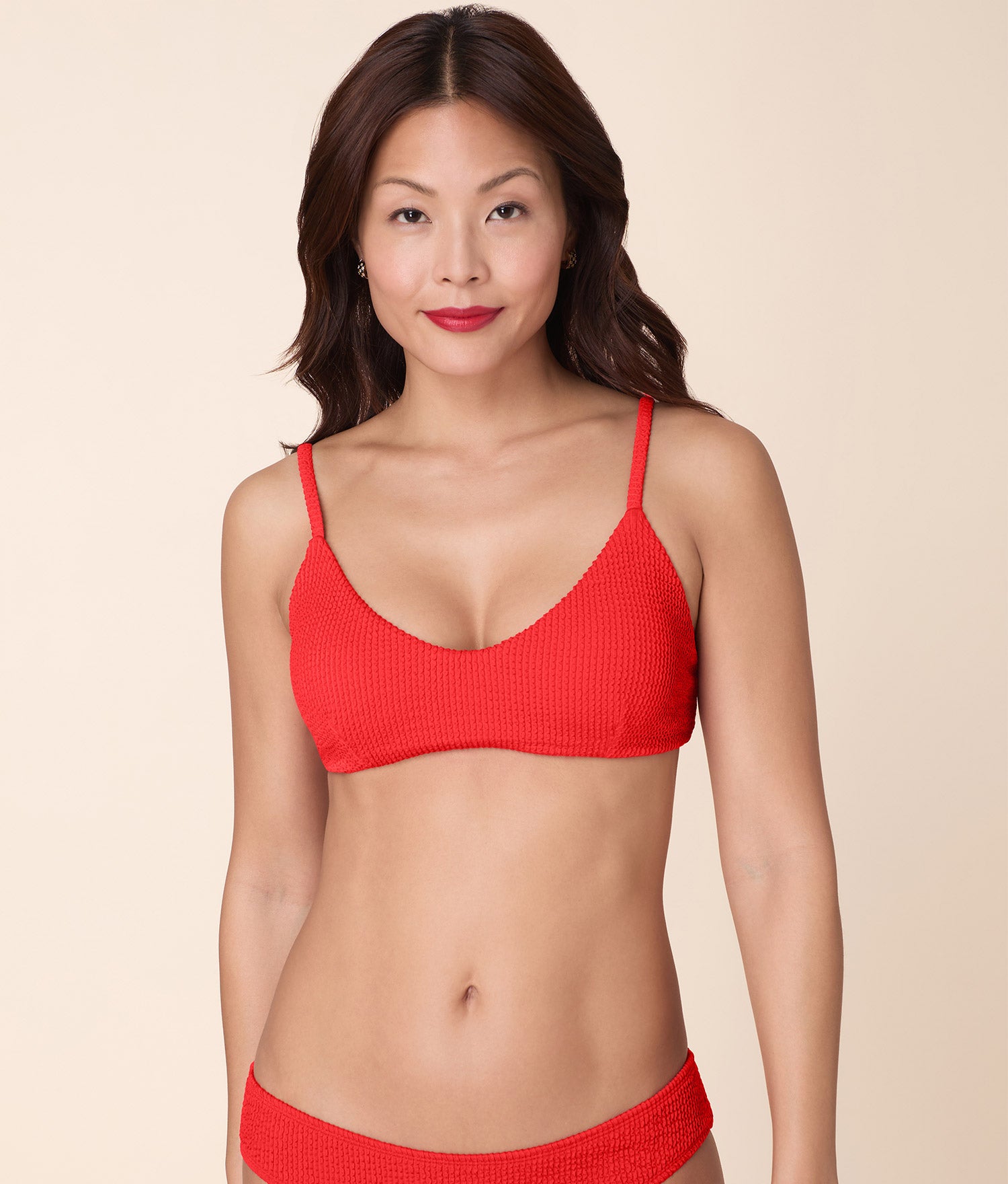 The Molokai Bikini Top - Seersucker - Firecracker