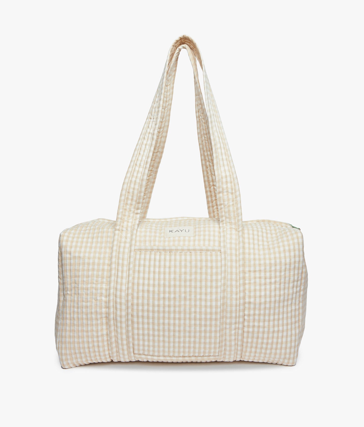 Daphne Travel Weekender Zip Tote Bag - Beige Gingham - Kayu