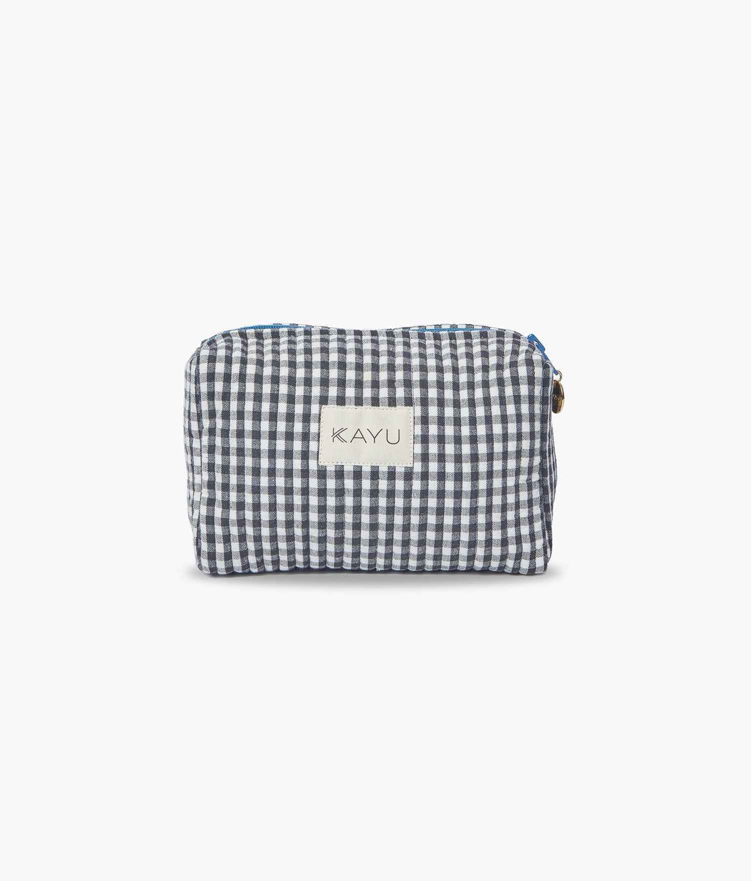 Mini Elsie Travel Case Zip Pouch Bag - Black Gingham - Kayu