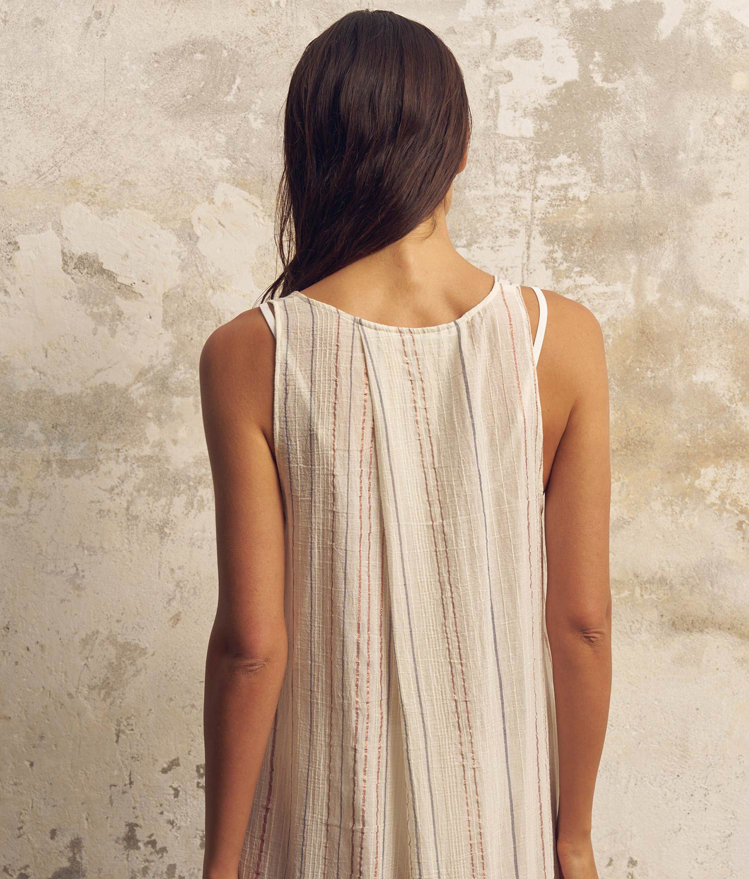 The Handloom Day Break Dress - Natural With Stripes